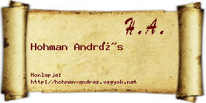 Hohman András névjegykártya